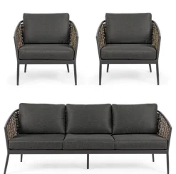 Discount Bizzotto SALOTTO IN FIBRA SINTETICA ANTRACITE YK13 - MARIBELA