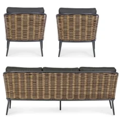 Discount Bizzotto SALOTTO IN FIBRA SINTETICA ANTRACITE YK13 - MARIBELA