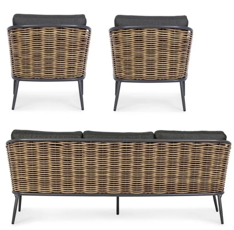 Discount Bizzotto SALOTTO IN FIBRA SINTETICA ANTRACITE YK13 - MARIBELA