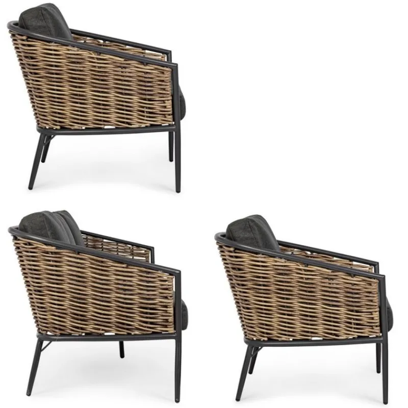 Discount Bizzotto SALOTTO IN FIBRA SINTETICA ANTRACITE YK13 - MARIBELA