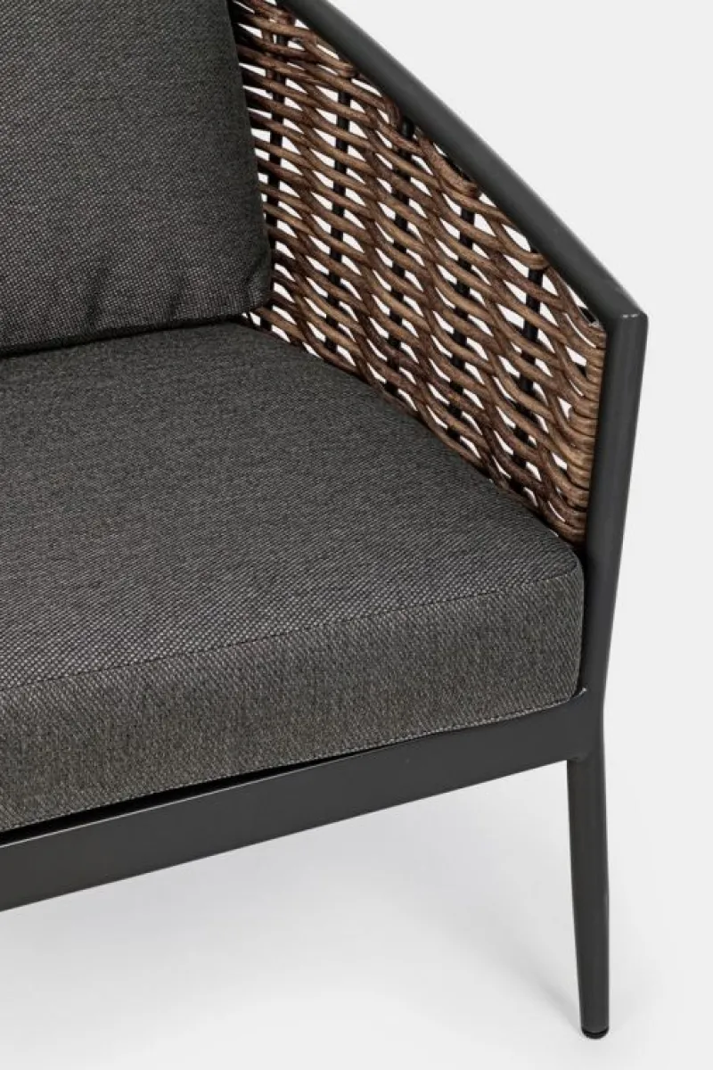 Discount Bizzotto SALOTTO IN FIBRA SINTETICA ANTRACITE YK13 - MARIBELA