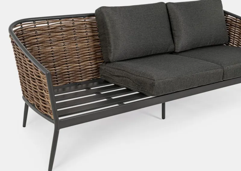 Discount Bizzotto SALOTTO IN FIBRA SINTETICA ANTRACITE YK13 - MARIBELA