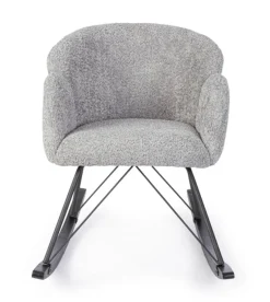 Outlet Bizzotto SEDIA A DONDOLO EFFETTO BOUCLE' GRIGIO CHIARO - SIBILLA
