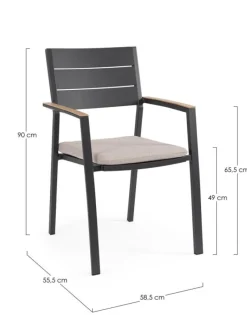 New Bizzotto SEDIA C-BR C-C ZELMAR ANTRACITE YK13