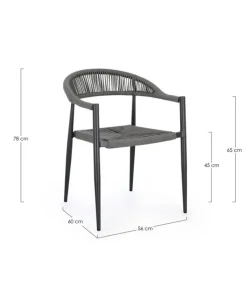 Outlet Bizzotto SEDIA C-BR JANDIA ANTRACITE/GRIGIO