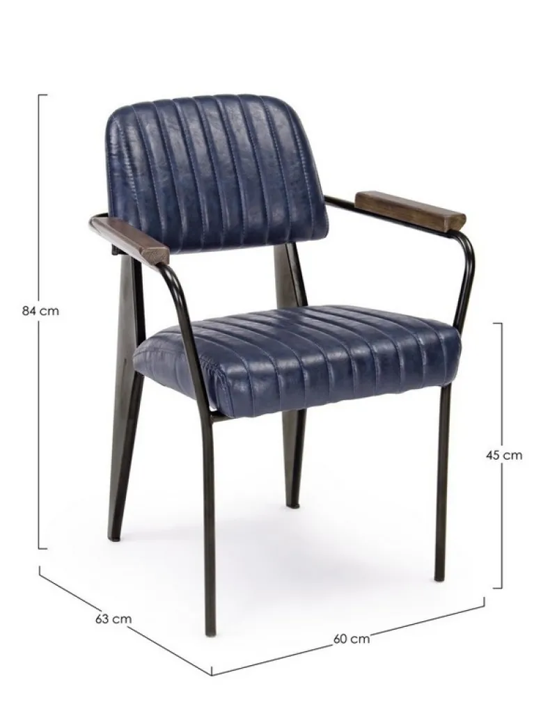 Bizzotto SEDIA CON BRACCIOLI IN ECOPELLE BLU - NELLY