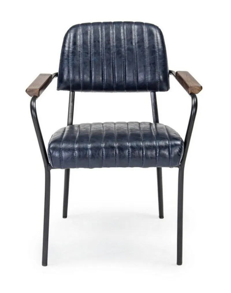 Bizzotto SEDIA CON BRACCIOLI IN ECOPELLE BLU - NELLY