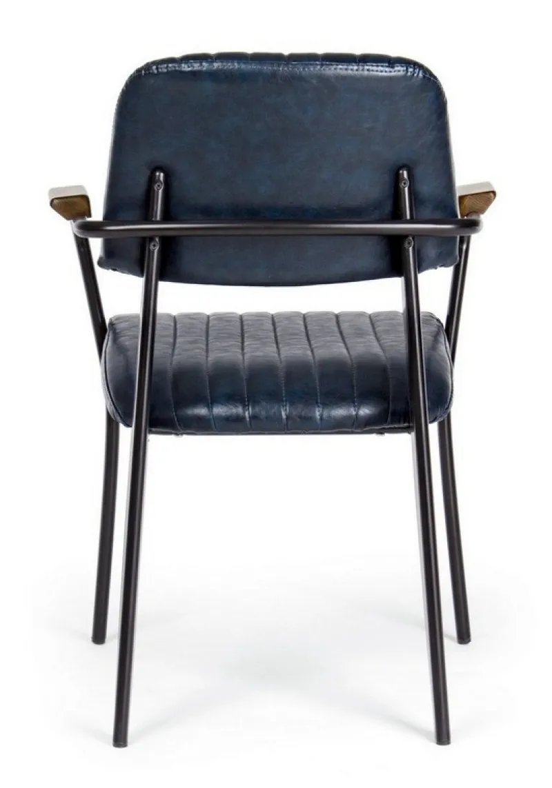 Bizzotto SEDIA CON BRACCIOLI IN ECOPELLE BLU - NELLY
