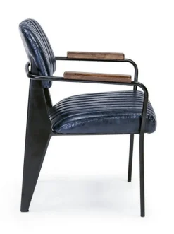 Bizzotto SEDIA CON BRACCIOLI IN ECOPELLE BLU - NELLY