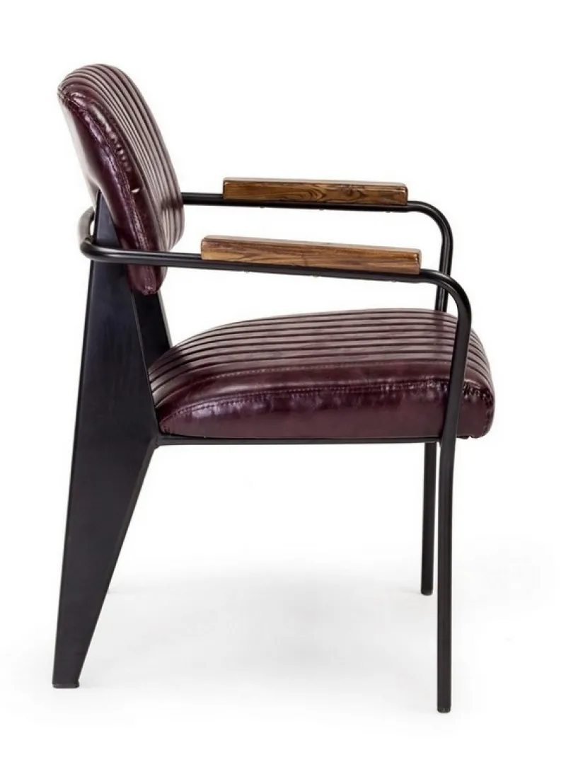 Sale Bizzotto SEDIA CON BRACCIOLI IN ECOPELLE BORDEAUX - NELLY