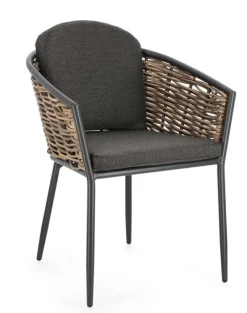 Clearance Bizzotto SEDIA CON CUSCINO ANTRACITE YK13 - MARIBELA