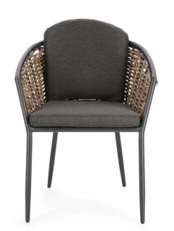 Clearance Bizzotto SEDIA CON CUSCINO ANTRACITE YK13 - MARIBELA
