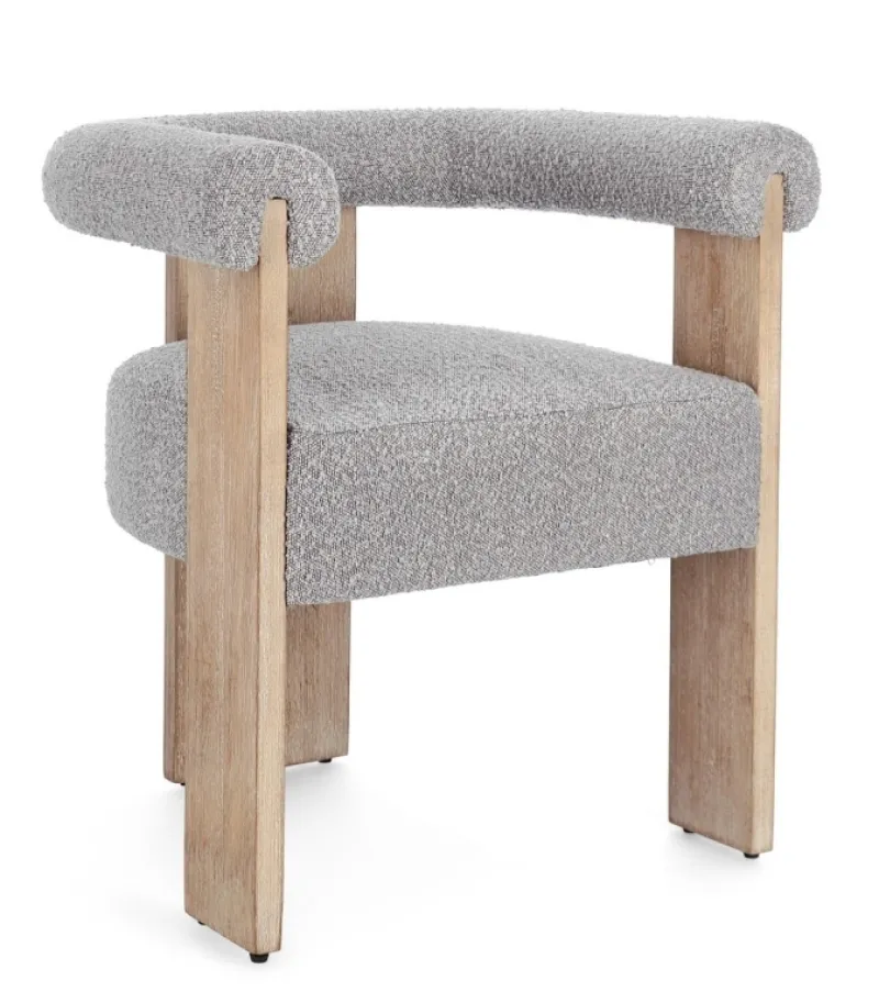 Best Bizzotto SEDIA EFFETTO BOUCLE' NATURALE GRIGIO - AGAPE