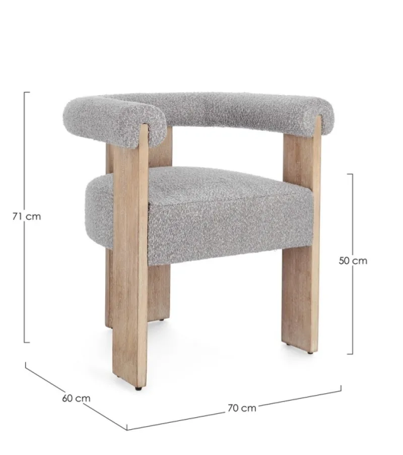 Best Bizzotto SEDIA EFFETTO BOUCLE' NATURALE GRIGIO - AGAPE