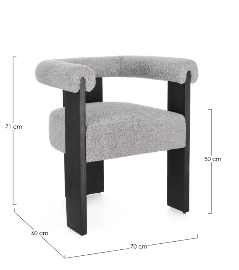 Outlet Bizzotto SEDIA EFFETTO BOUCLE' NERO GRIGIO - AGAPE