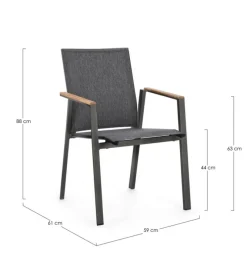 Outlet Bizzotto SEDIA IN ALLUMINIO ANTRACITE GK52 - CAMERON