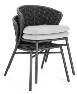 New Bizzotto SEDIA IN ALLUMINIO ANTRACITE QS22/GRAPHITE - HARLOW