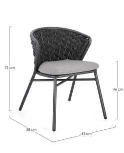 New Bizzotto SEDIA IN ALLUMINIO ANTRACITE QS22/GRAPHITE - HARLOW