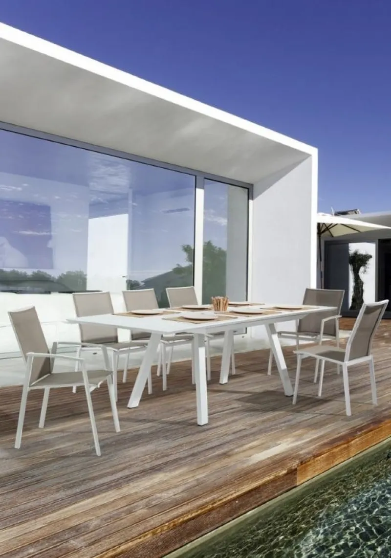 Online Bizzotto SEDIA IN ALLUMINIO IMPILABILE BIANCO/TORTORA GK50 - CRUISE