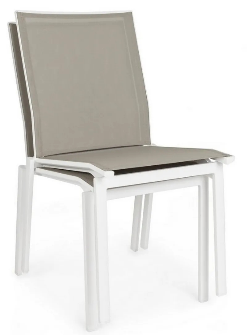 Online Bizzotto SEDIA IN ALLUMINIO IMPILABILE BIANCO/TORTORA GK50 - CRUISE