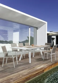 Online Bizzotto SEDIA IN ALLUMINIO IMPILABILE BIANCO/TORTORA GK50 - CRUISE