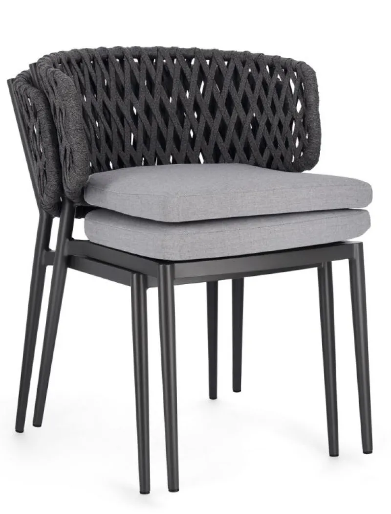 Hot Bizzotto SEDIA IN CORDA ANTRACITE WG21 - NOELIA