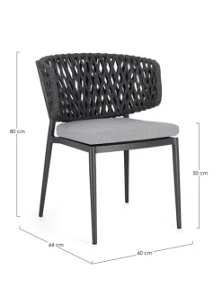 Hot Bizzotto SEDIA IN CORDA ANTRACITE WG21 - NOELIA