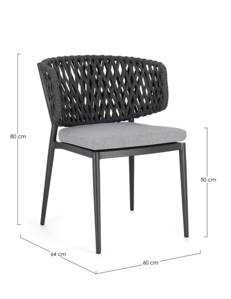 Hot Bizzotto SEDIA IN CORDA ANTRACITE WG21 - NOELIA