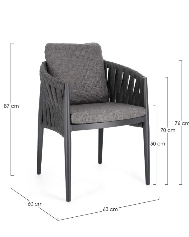 Clearance Bizzotto SEDIA IN CORDA ANTRACITE WG21 - JACINTA