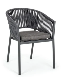 Clearance Bizzotto SEDIA IN CORDA PER ESTERNO IMPILABILE ANTRACITE - FLORENCIA