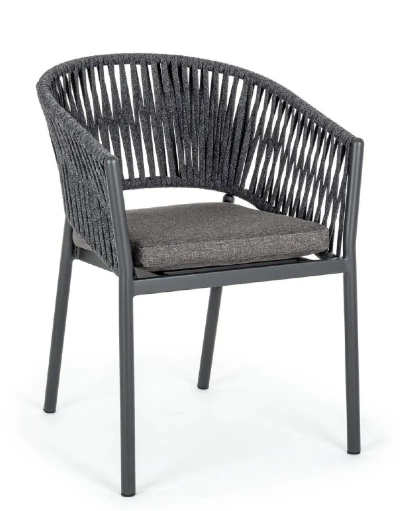 Clearance Bizzotto SEDIA IN CORDA PER ESTERNO IMPILABILE ANTRACITE - FLORENCIA