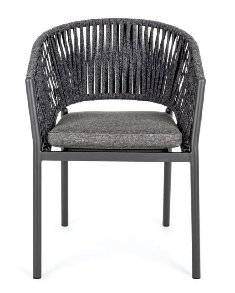 Clearance Bizzotto SEDIA IN CORDA PER ESTERNO IMPILABILE ANTRACITE - FLORENCIA