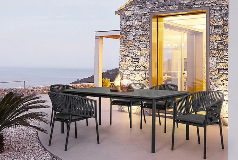 Clearance Bizzotto SEDIA IN CORDA PER ESTERNO IMPILABILE ANTRACITE - FLORENCIA