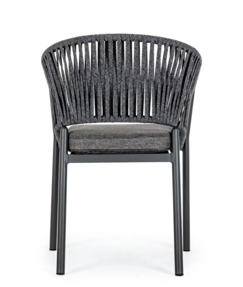 Clearance Bizzotto SEDIA IN CORDA PER ESTERNO IMPILABILE ANTRACITE - FLORENCIA