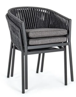 Clearance Bizzotto SEDIA IN CORDA PER ESTERNO IMPILABILE ANTRACITE - FLORENCIA