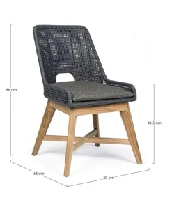 New Bizzotto SEDIA IN CORDA PER ESTERNO COLOR ARDESIA - HESPERIA