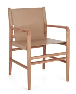 Sale Bizzotto SEDIA IN PELLE CON BRACCIOLI TORTORA - CAROLINE