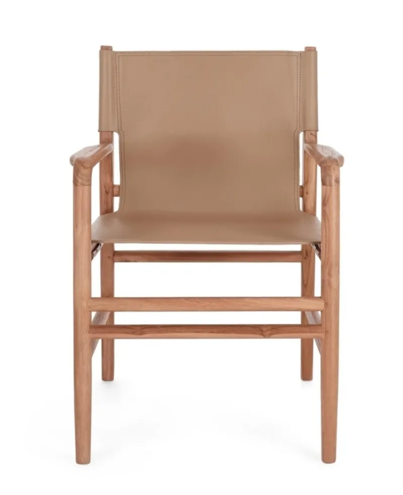 Sale Bizzotto SEDIA IN PELLE CON BRACCIOLI TORTORA - CAROLINE