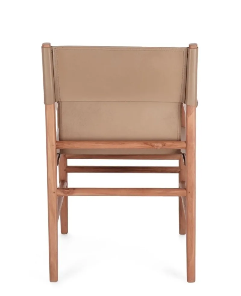 Sale Bizzotto SEDIA IN PELLE CON BRACCIOLI TORTORA - CAROLINE