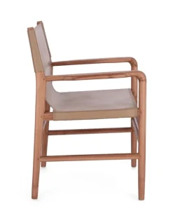 Sale Bizzotto SEDIA IN PELLE CON BRACCIOLI TORTORA - CAROLINE