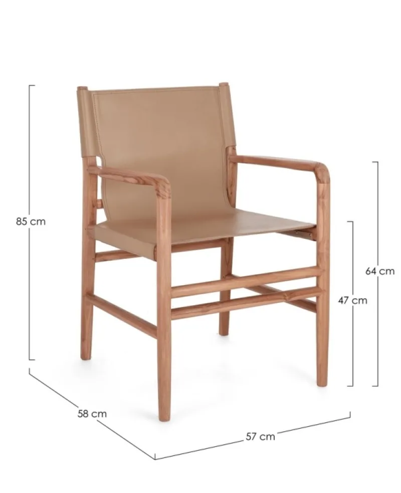 Sale Bizzotto SEDIA IN PELLE CON BRACCIOLI TORTORA - CAROLINE