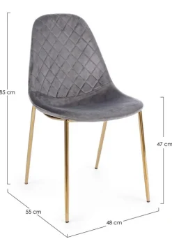 Online Bizzotto SEDIA IN VELLUTO GRIGIO SCURO - TERRY