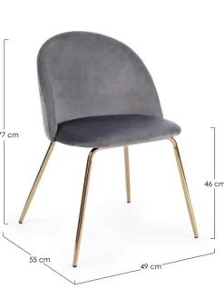 Online Bizzotto SEDIA IN VELLUTO GRIGIO SCURO - TANYA