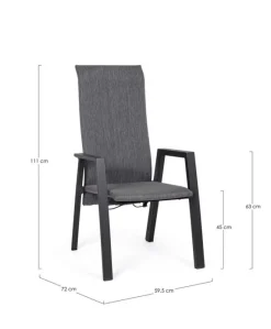 Hot Bizzotto SEDIA RECLINABILE IN ALLUMINIO ANTRACITE JX55 - ETHAN