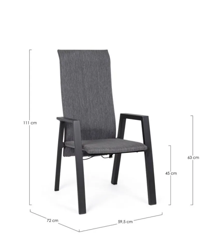 Hot Bizzotto SEDIA RECLINABILE IN ALLUMINIO ANTRACITE JX55 - ETHAN