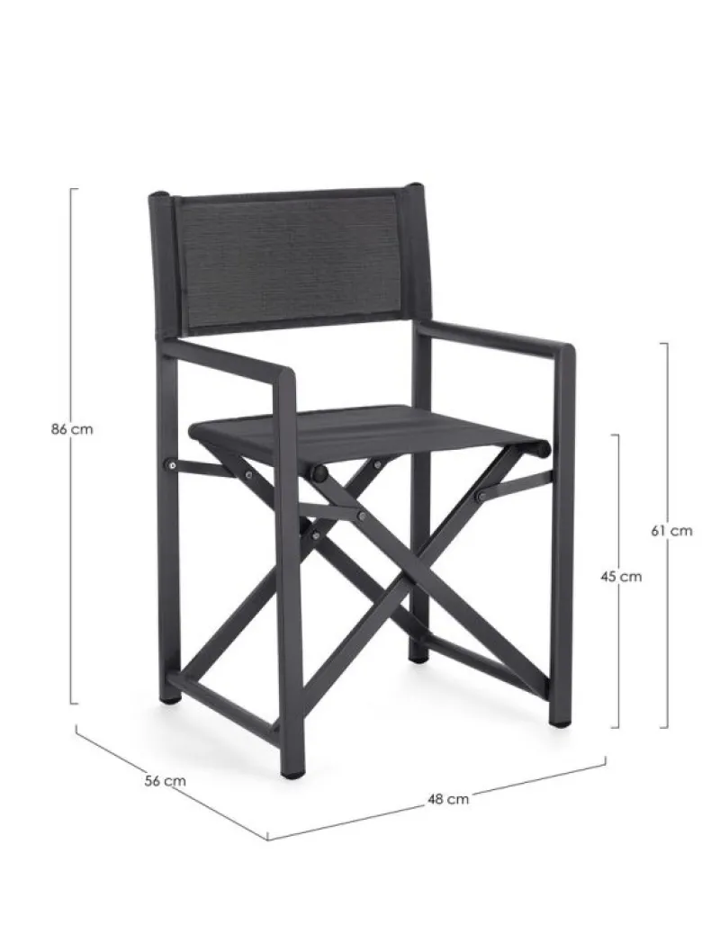 Discount Bizzotto SEDIA REGISTA IN ALLUMINIO GRIGIO SCURO - TAYLOR