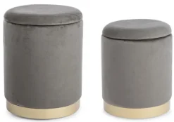 Outlet Bizzotto SET2 POUF CONTENITORE GRIGIO - POLINA