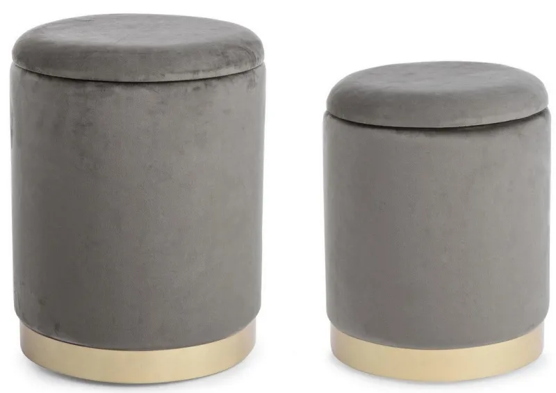 Outlet Bizzotto SET2 POUF CONTENITORE GRIGIO - POLINA