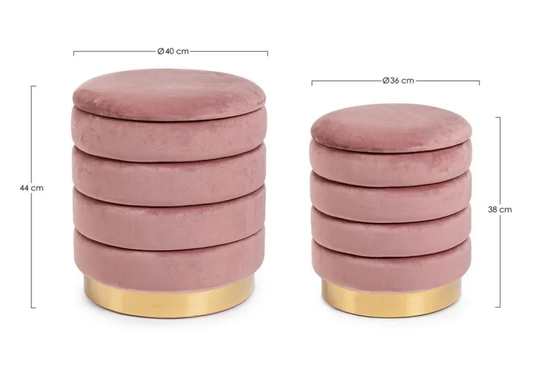 Bizzotto SET2 POUF CONTENITORE IN LEGNO ROSA ANTICO - DARINA