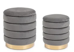 Best Bizzotto SET2 POUF CONTENITORE IN LEGNO GRIGIO - DARINA